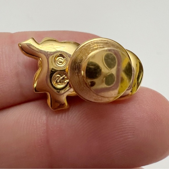 Vintage Swarovski Swan Signed Green Clear Crystal Enamel Masquerade Mask Pin - Picture 3 of 4